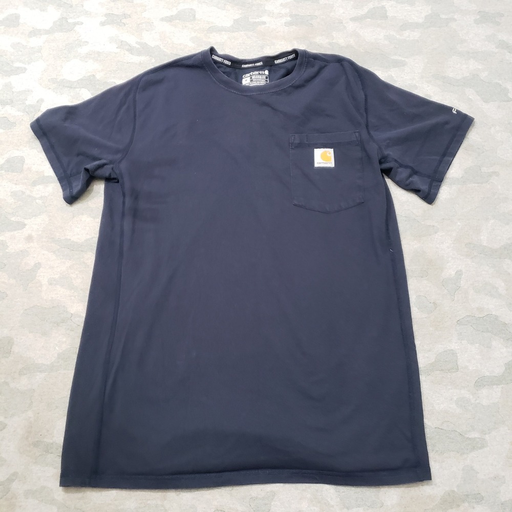Carhartt Force Shirt Mens Medium Blue Relaxed Fit Pocket Short Sleeve Workwear